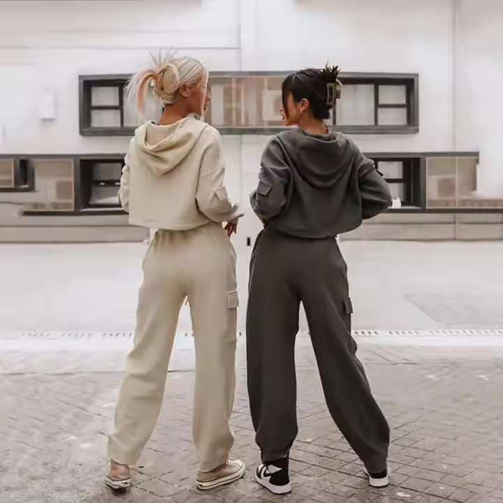 Wholesale Winter Ladies Two Pieces Hoodie Sweatpants Tracksuit Causal 2pcs Set Women Joggers Suit Set Two Piece Pants Set Custom