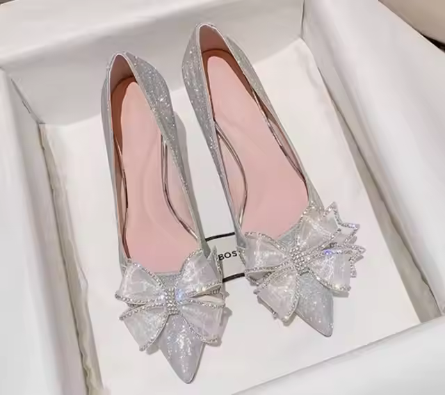 French gold high heels women's stiletto heels high-end new crystal shoes