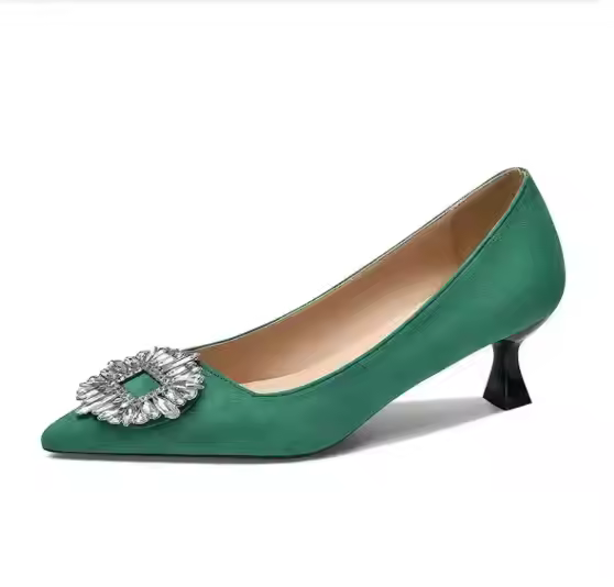 Fashion 2023 Enough Strong Trendy Casual Black Green Velvet High Heels Platform Pump Womens Low Flat Dress Shoes