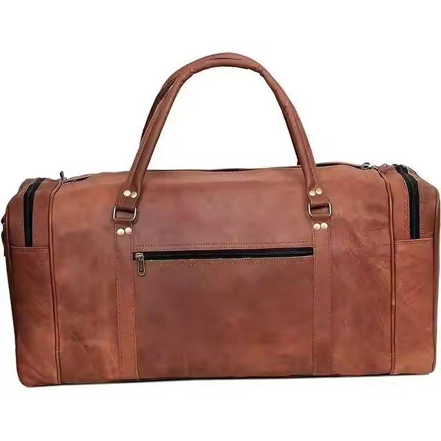 Genuine Leather Trolley Duffel Travel Overnight Weekend Leather Bag Sports Gym Duffel Luggage Travel Bag For Men And Women