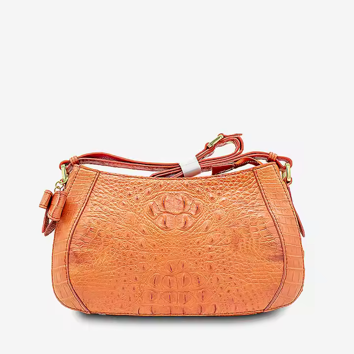 Custom Luxury Crocodile Leather Women's Handbag Cross Flap with Logo Pattern OEM/ODM Direct Pricing Cover Closure