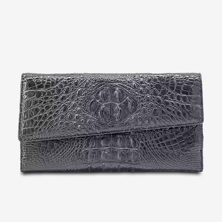 Women's Genuine Crocodile Leather Long Wallet Customizable Fashion Clutch with Size L19.5 X W 10.5cm